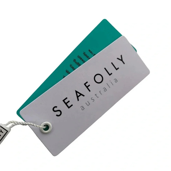 SEAFOLLY High Rise Ribbed Black Bikini bottom Essentials 40609-640 Size 2 NWT - Picture 11 of 16